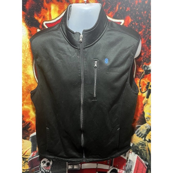 IZOD Vest Mens Large Black Spectator Fleece Full Zip‎ Sleeveless - Picture 1 of 6